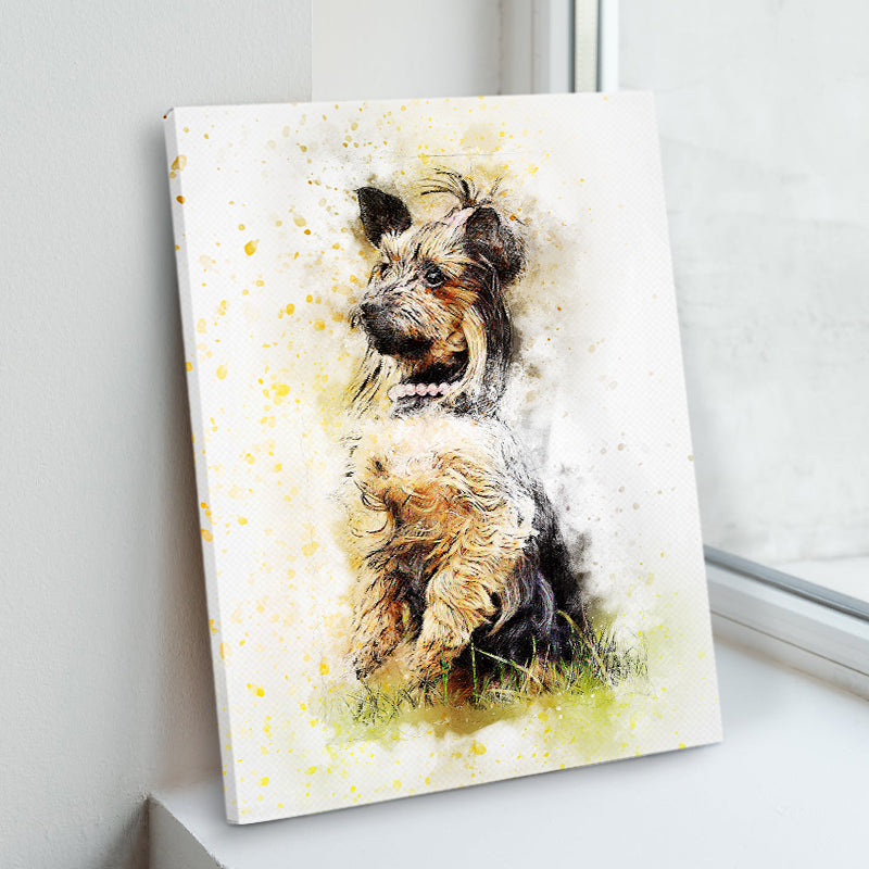 Personalized Watercolor Pet Portraits Canvas Prints Art with Dog Photo for Home Decor