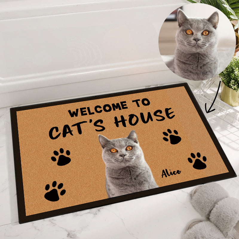 Tuxedo Cat Doormat, 3D Photo Cat Doormat, New Home Gift, Cat