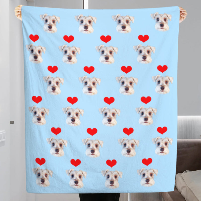 Custom Print Dog Cat on Blanket with Red Heart