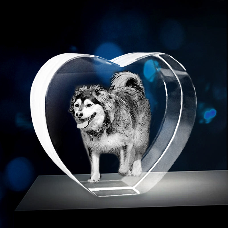 Personalized Heart 3d Glass Pet Photo Printing Custom Crystal Laser Memorial Gift The Pet Pillow