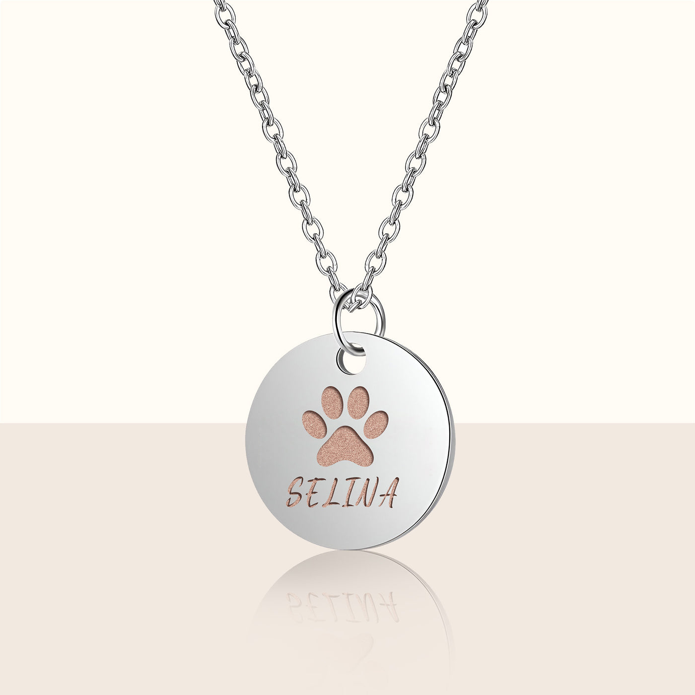 Custom Pet Paw Print and Name Necklace