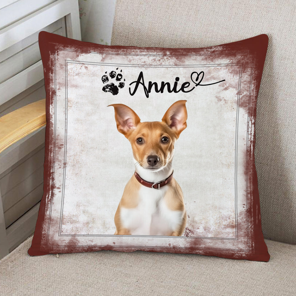 Custom Pet Photo Pillow with Names on Them Personalized Dog Portrait Pillows The Pet Pillow