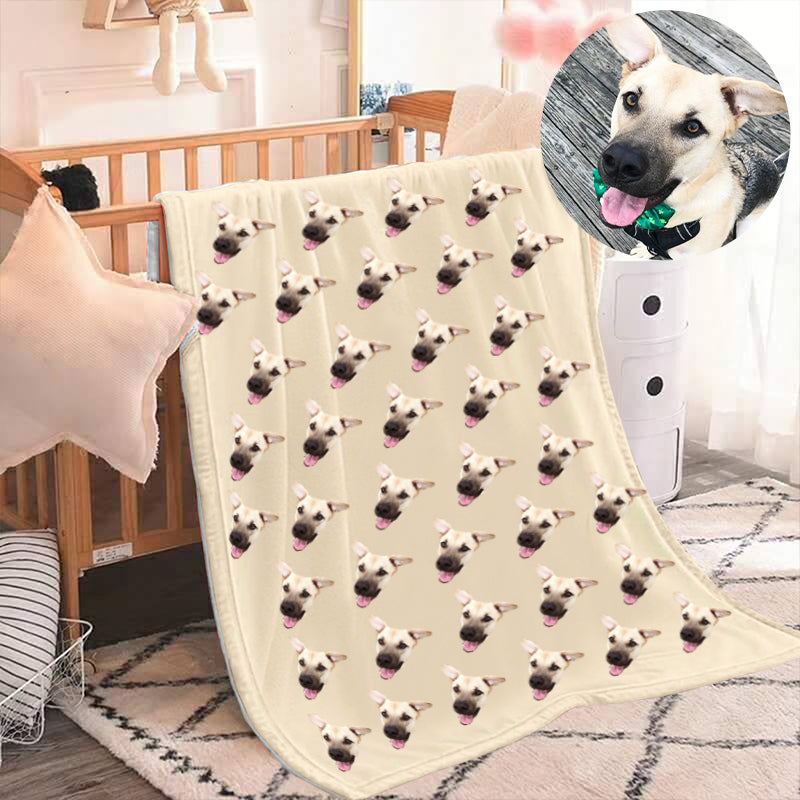 Personalized Pet Photo Fleece Blanket. Custom Face Dog Sherpa Throw For Pet Owners. Dog Themed Gift newest For Kids, Teens & Adults, Pet Loss Gifts