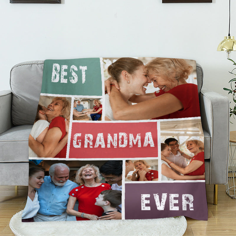 Best Mom Ever Custom Photo Collage, 10 Pictures, Customizable Text Blanket