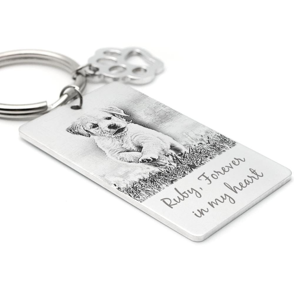 Personalized Photo Engraved Keychain Custom Pet Gifts Pet Memorial